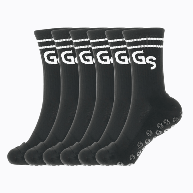 Svarte gripsocks med hvit logo - 6pk - GSPERFORMANCE