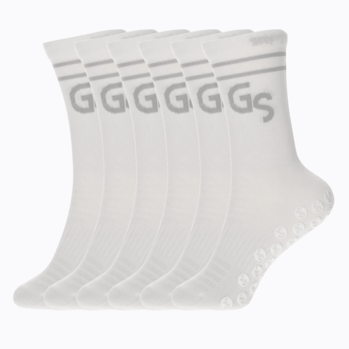 Tynne hvite gripsocks - 6pk - GSPERFORMANCE