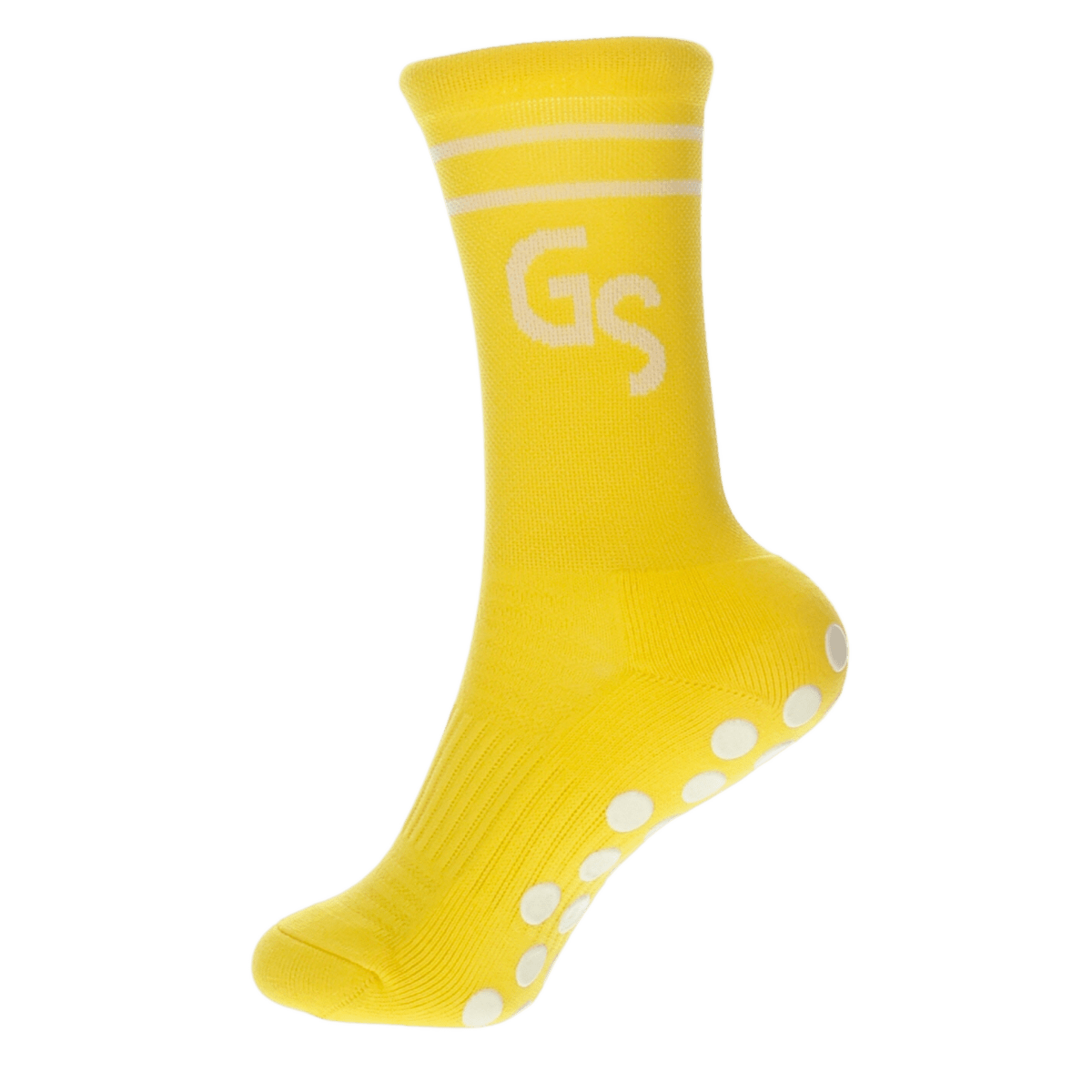2.0 Standard - Gule gripsokker med hvit logo - GSPERFORMANCE