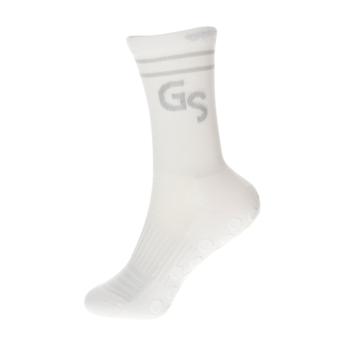 2.0 Standard - Hvite gripsokker med grå logo - GSPERFORMANCE