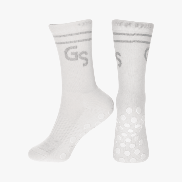 2.0 Standard - Hvite gripsokker med grå logo - GSPERFORMANCE