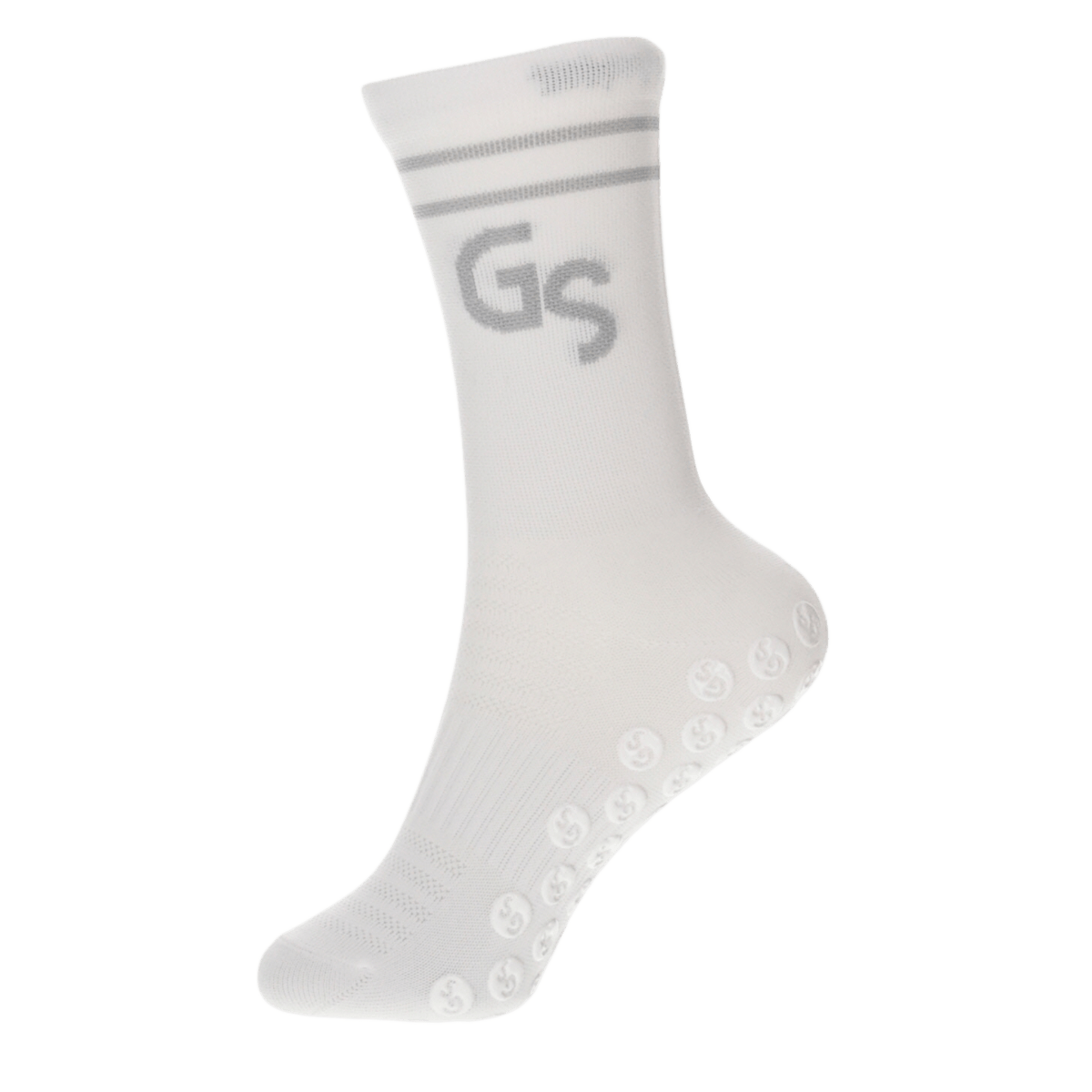 2.0 Tynne - Hvite gripsokker med grå logo - GSPERFORMANCE