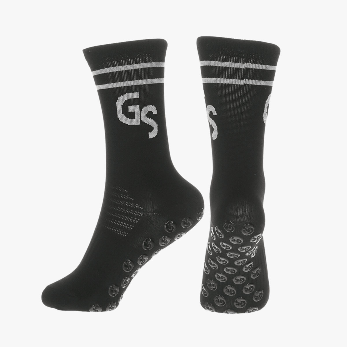 2.0 Tynne - Svarte gripsokker med grå logo - GSPERFORMANCE