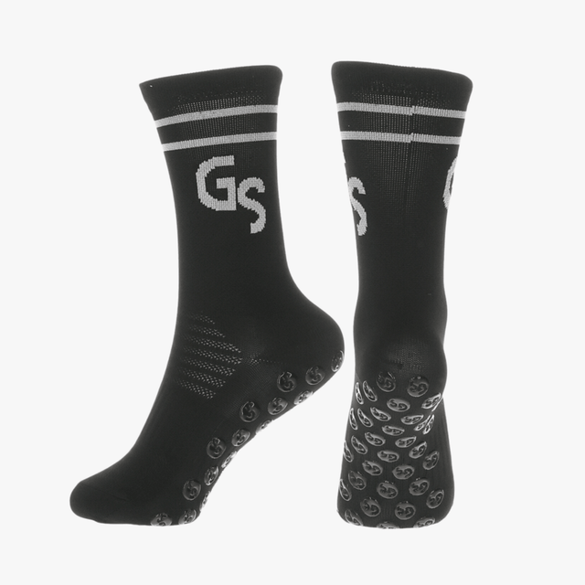 2.0 Tynne - Svarte gripsokker med grå logo - GSPERFORMANCE