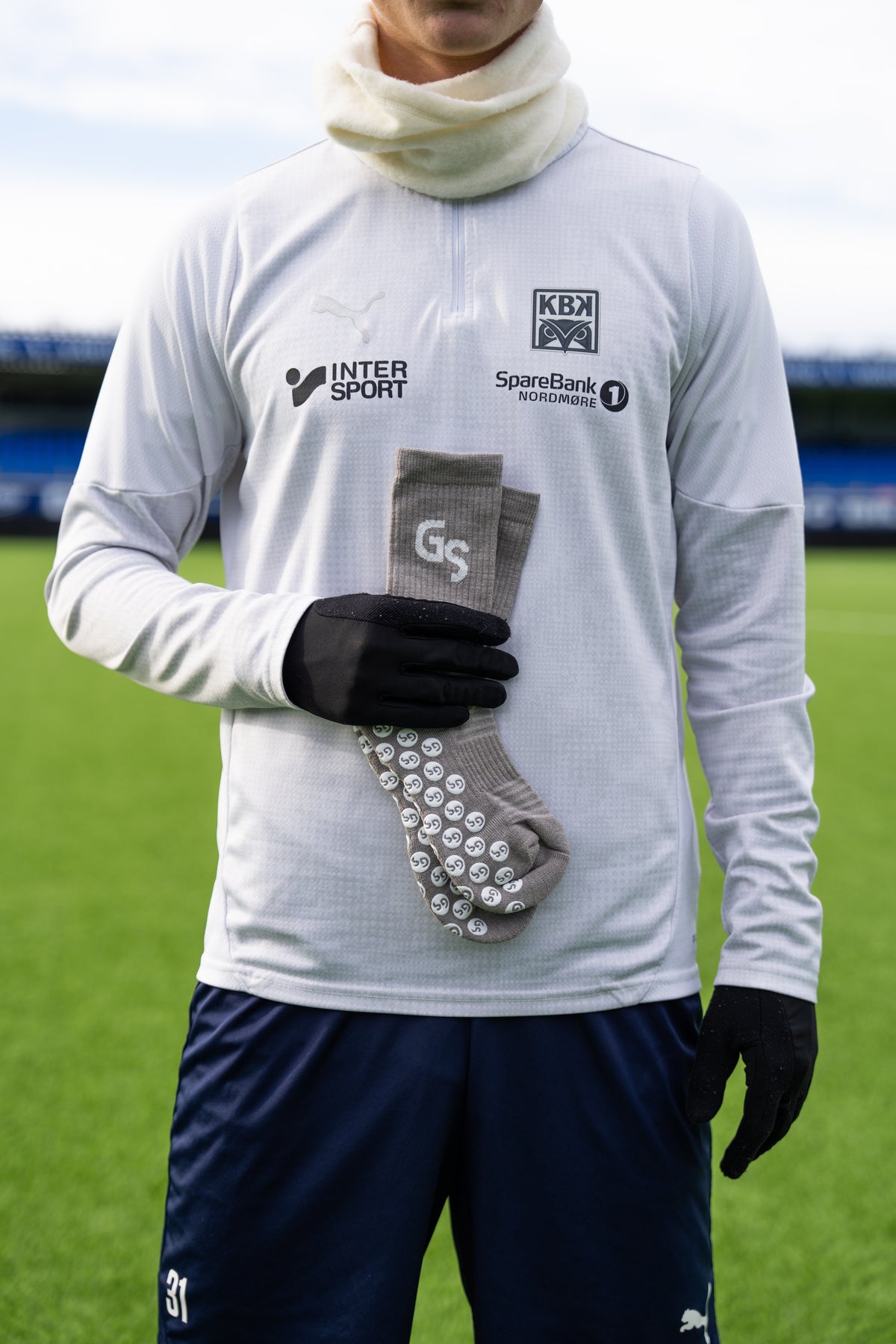 Alpakka Ull Gripsocks - Grå/hvit