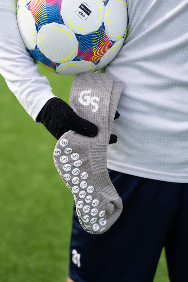 Alpakka Ull Gripsocks - Grå/hvit