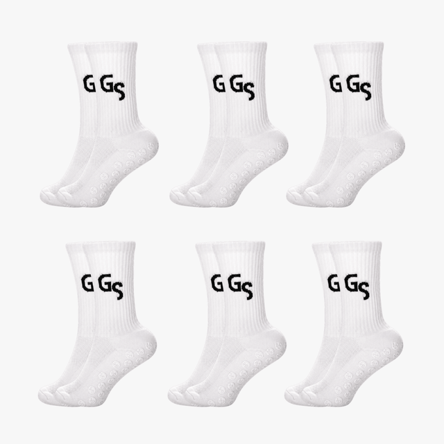 Hvite gripsocks (6pk) | 2026 versjon - GSPERFORMANCE
