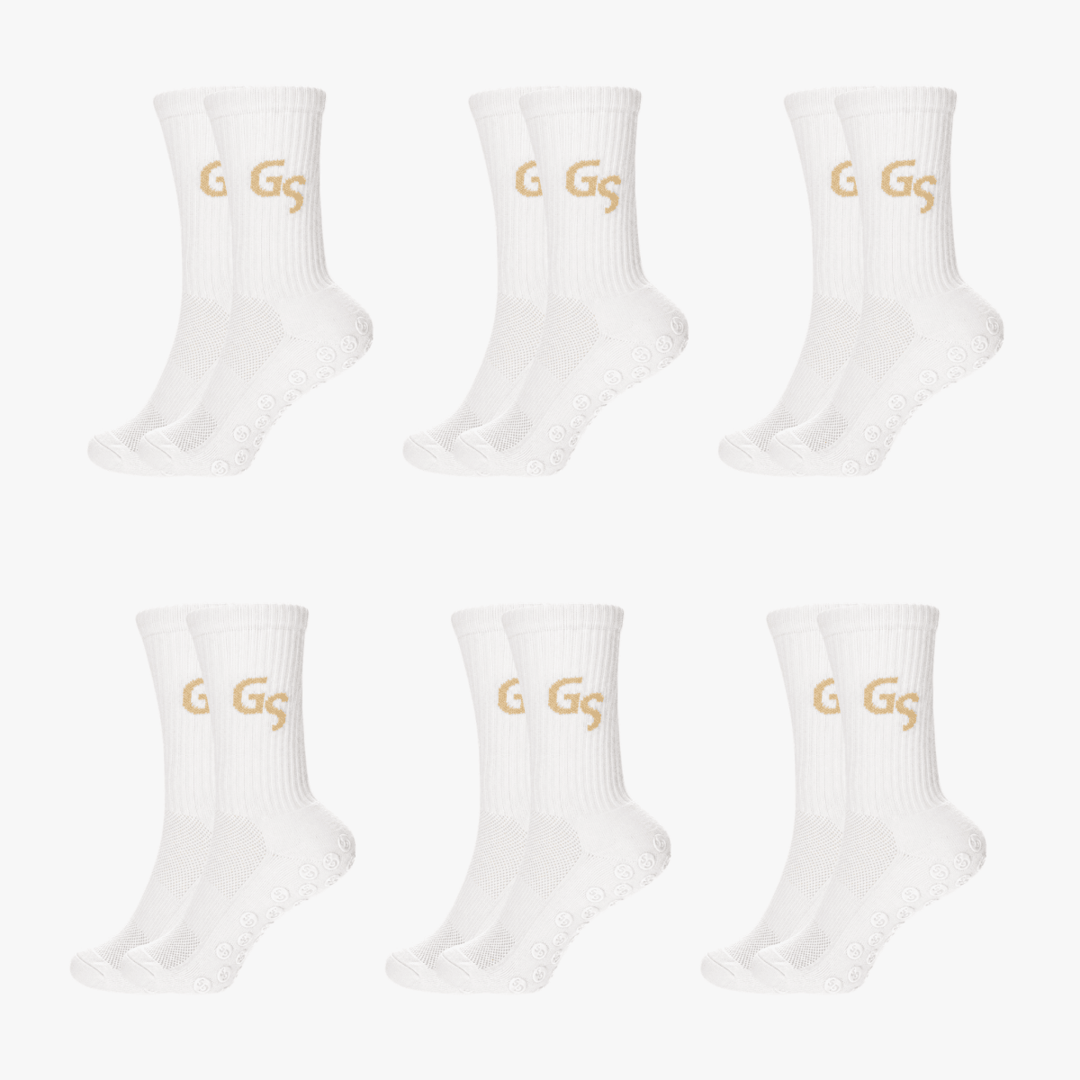 Hvite gripsocks (6pk) | 2026 versjon - GSPERFORMANCE