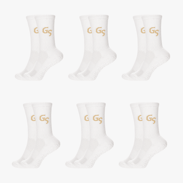 Hvite gripsocks (6pk) | 2026 versjon - GSPERFORMANCE