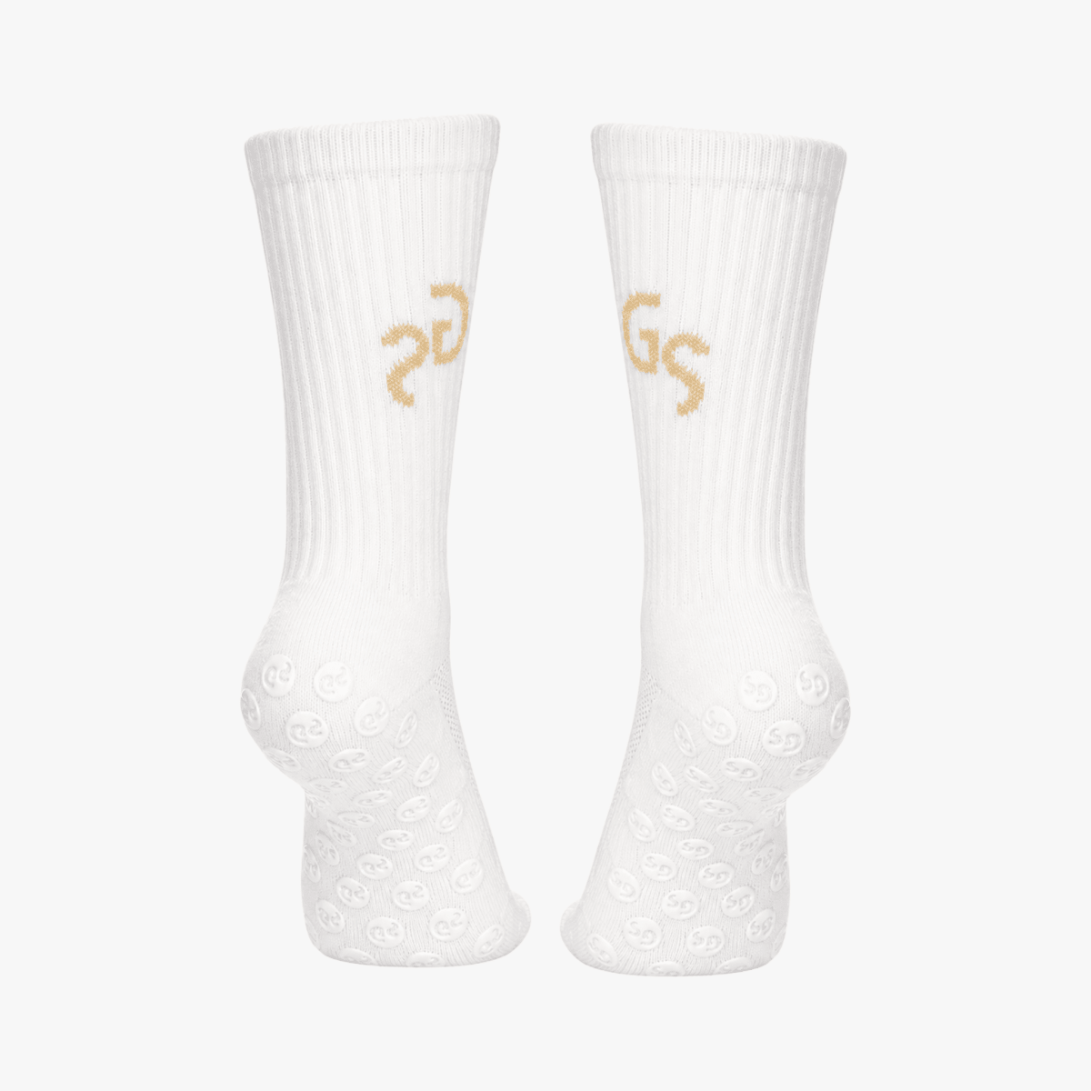 Hvite gripsocks - beige logo | 2026 versjon - GSPERFORMANCE