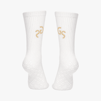 Hvite gripsocks - beige logo | 2026 versjon - GSPERFORMANCE