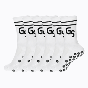 Hvite gripsocks med svart logo - 6pk - GSPERFORMANCE