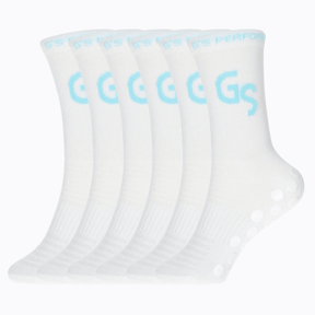 Hvite og turkis gripsocks - 6pk - GSPERFORMANCE