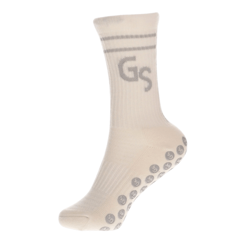 Hvite Ull gripsocks med grå logo︱VINTER 25/26 VERSJON