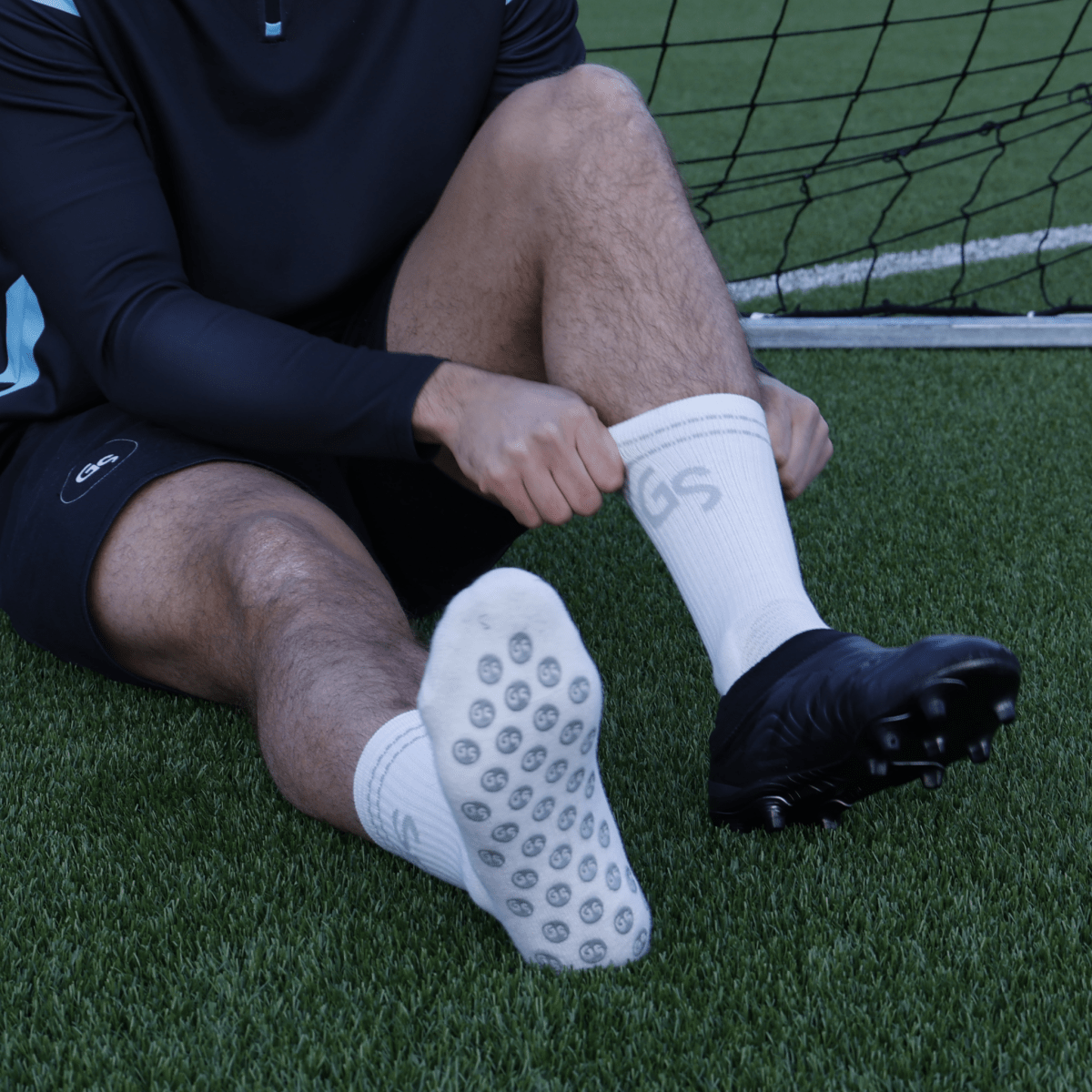 Hvite Ull gripsocks med grå logo︱2026 VERSJON - GSPERFORMANCE