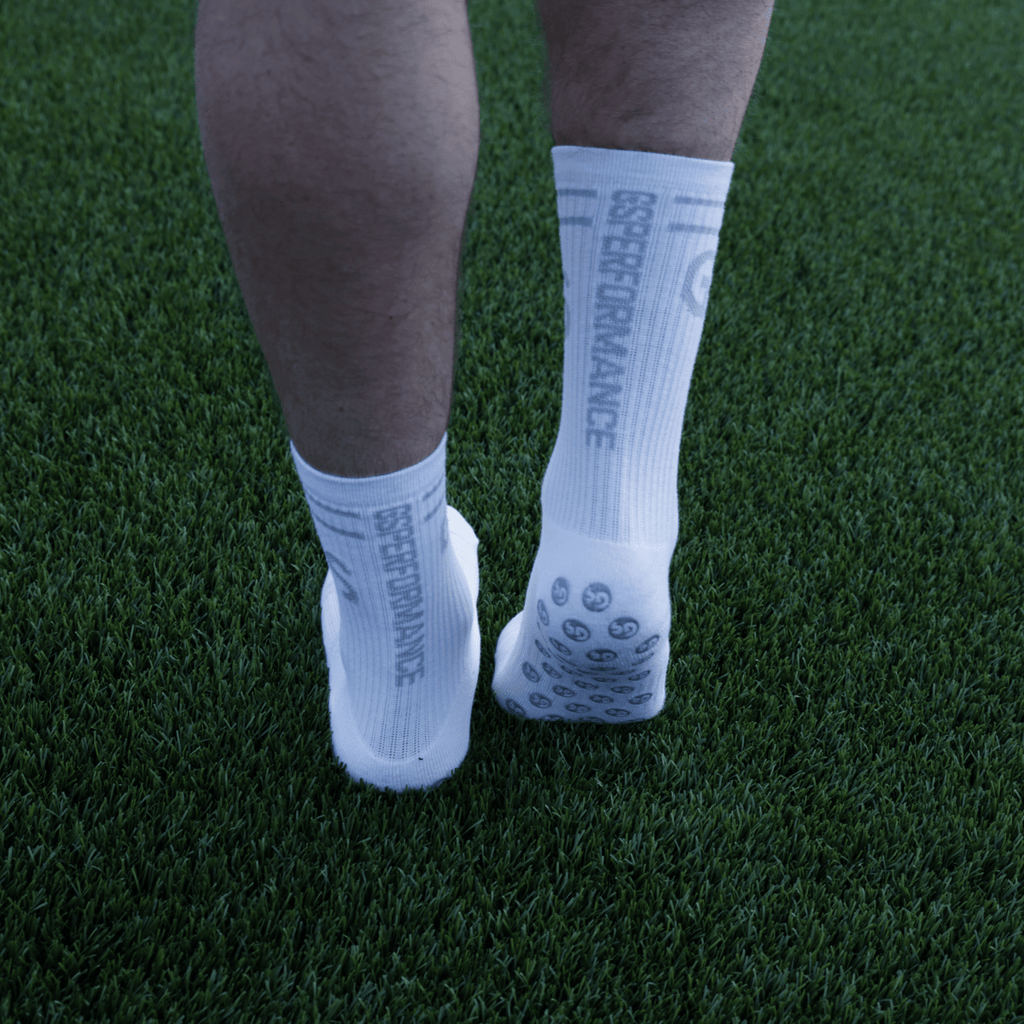 Hvite Ull gripsocks med grå logo︱2026 VERSJON - GSPERFORMANCE