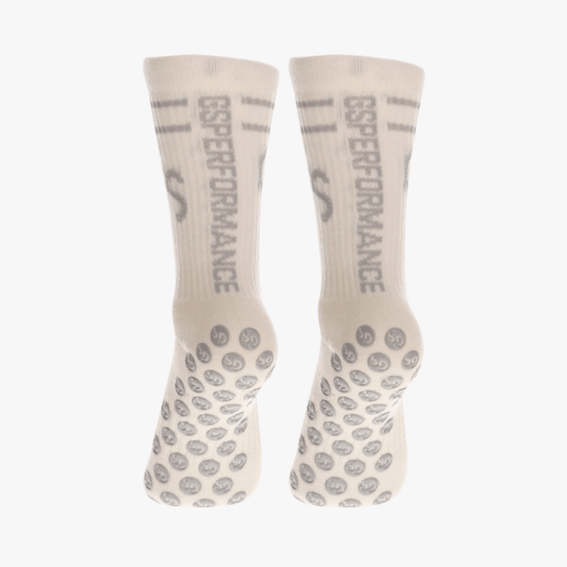 Hvite Ull gripsocks med grå logo︱VINTER 25/26 VERSJON - GSPERFORMANCE