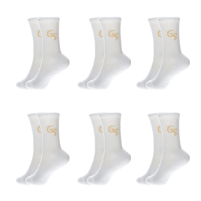 Standard gripsocks beige logo - Hvite (6pk) | 2026 versjon - GSPERFORMANCE