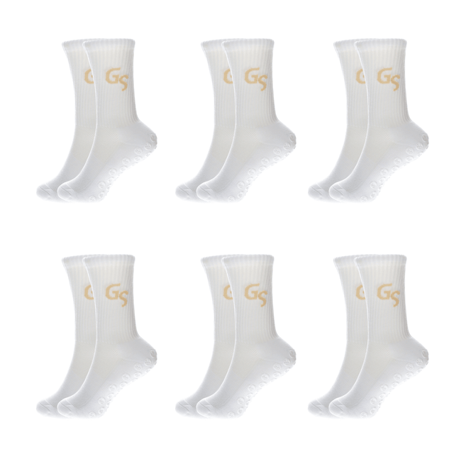 Standard gripsocks beige logo - Hvite (6pk) | 2026 versjon - GSPERFORMANCE