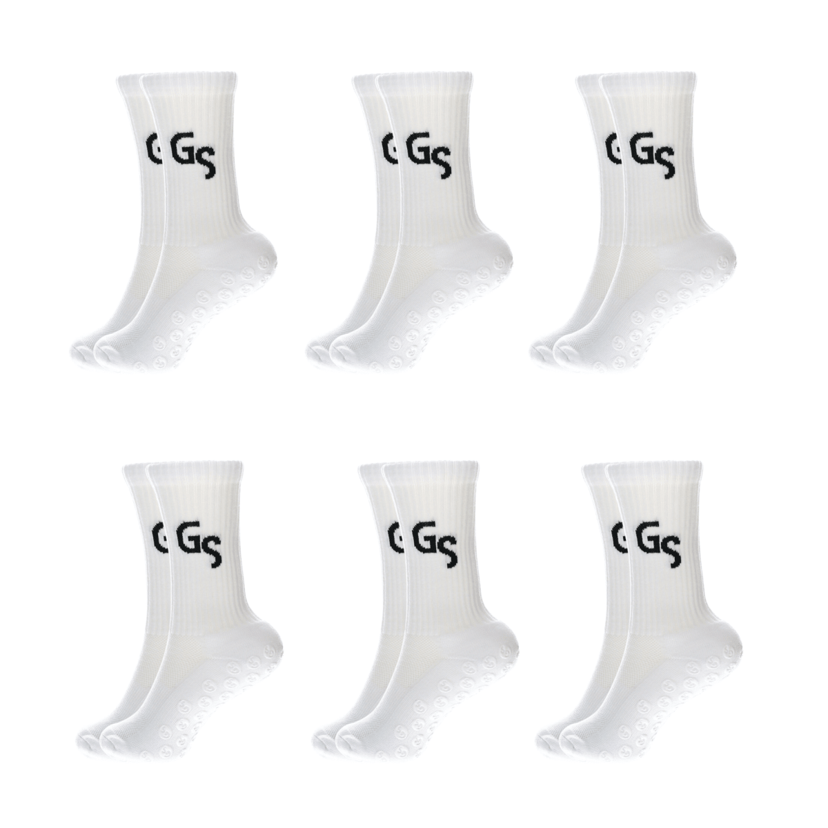 Standard gripsocks svart logo - Hvite (6pk) | 2026 versjon - GSPERFORMANCE
