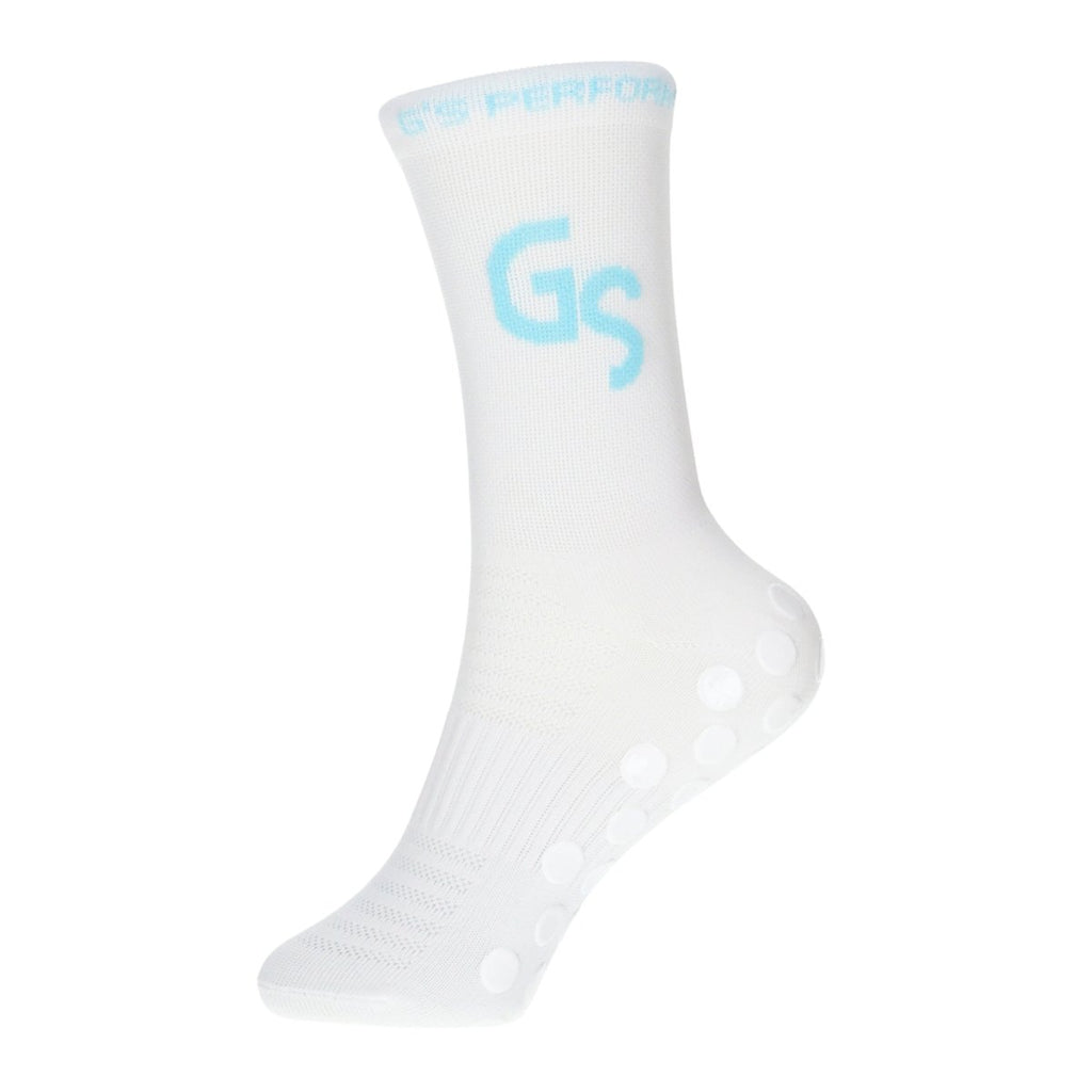 Standard - Hvite Gripsocks med turkis logo - GSPERFORMANCE