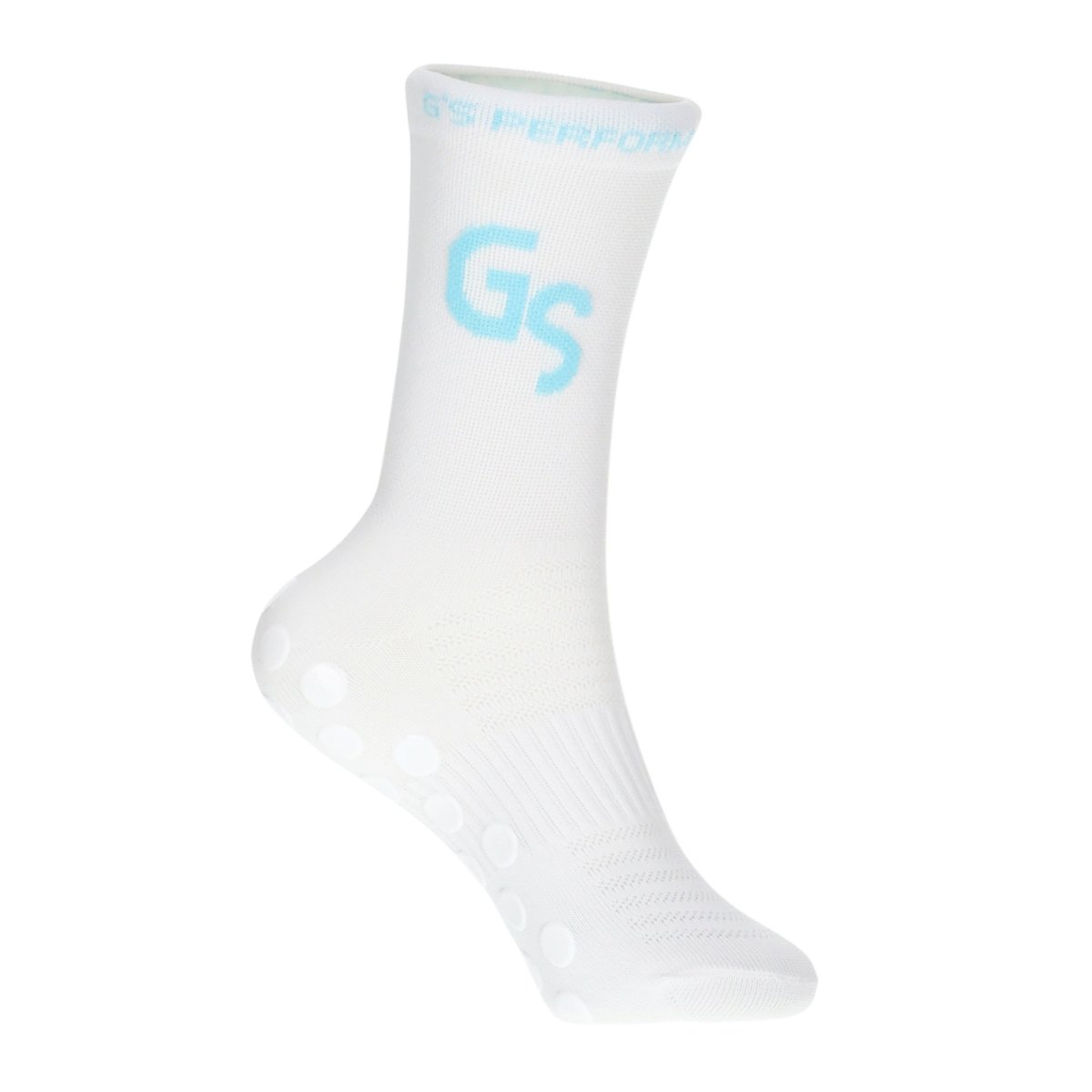 Standard - Hvite Gripsocks med turkis logo - GSPERFORMANCE