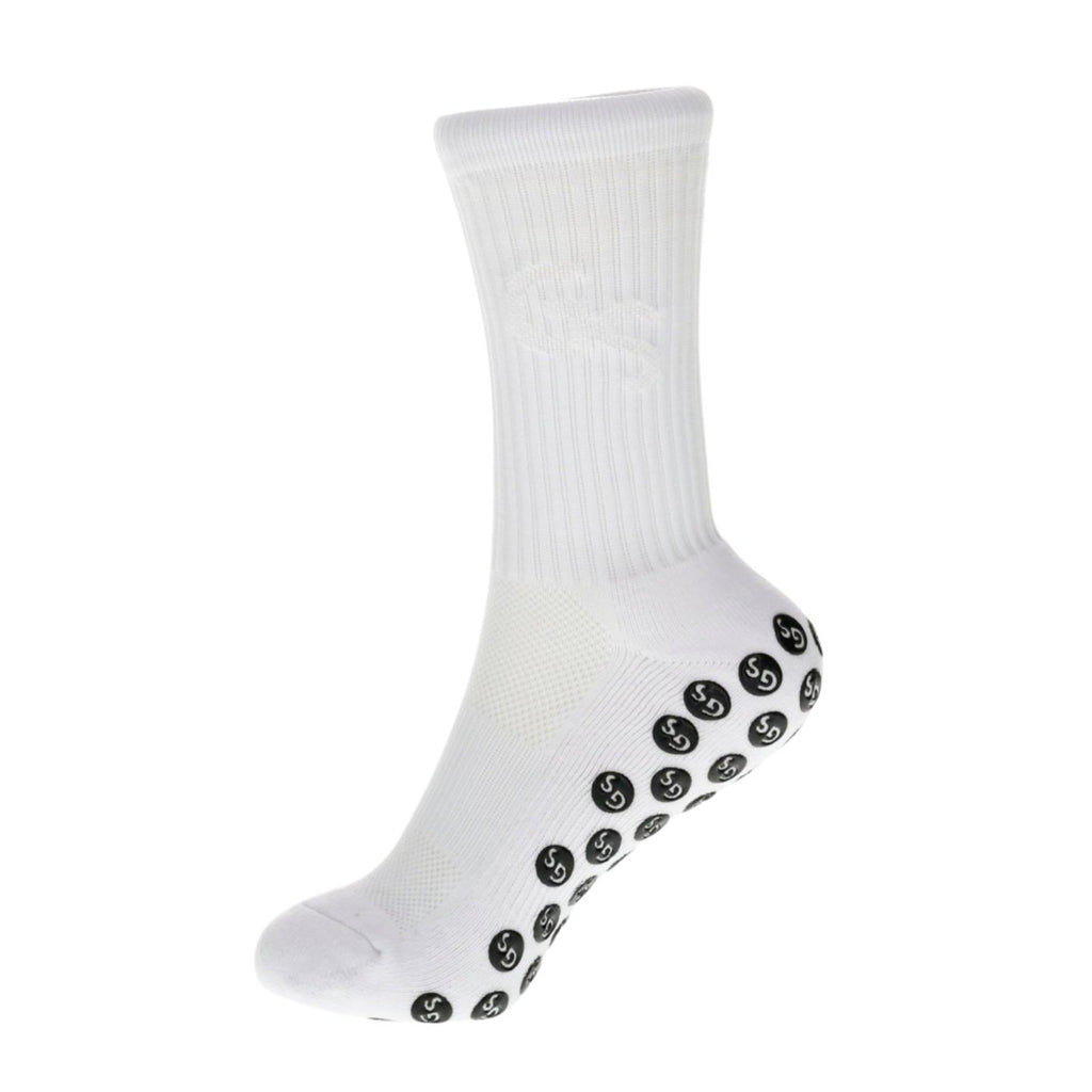 Standard - Hvite gripsokker med hvit logo - GSPERFORMANCE