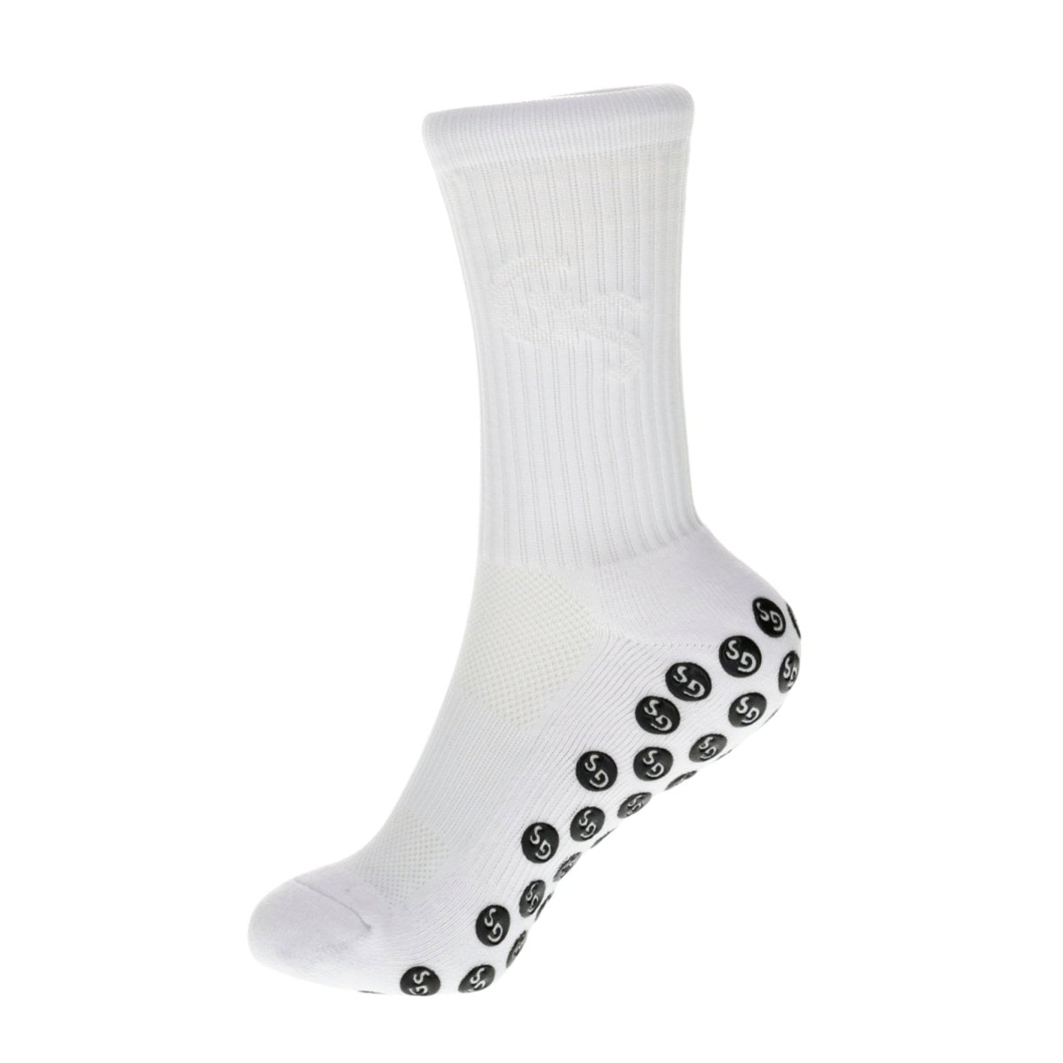 Standard - Hvite gripsokker med hvit logo - GSPERFORMANCE