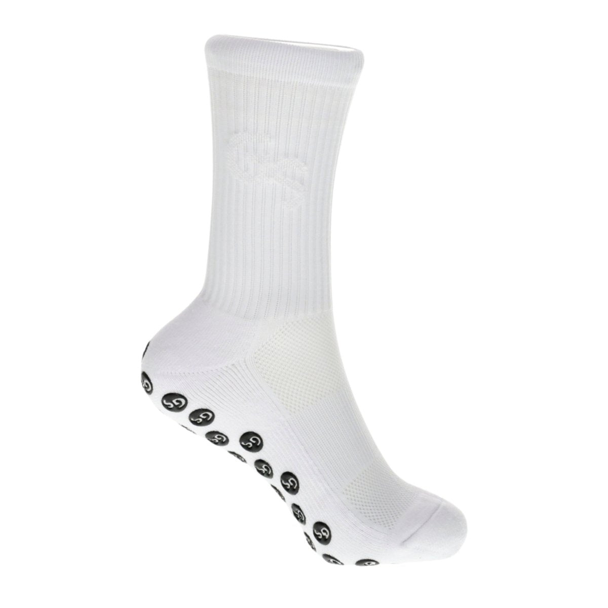 Standard - Hvite gripsokker med hvit logo - GSPERFORMANCE