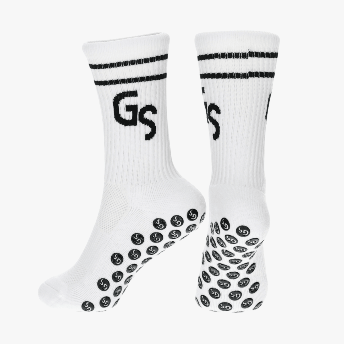 Standard - Hvite gripsokker med svart logo - GSPERFORMANCE
