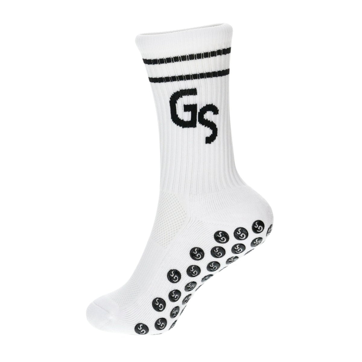 Standard - Hvite gripsokker med svart logo - GSPERFORMANCE