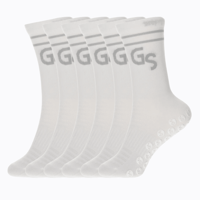 Tynne hvite gripsocks - 6pk - GSPERFORMANCE