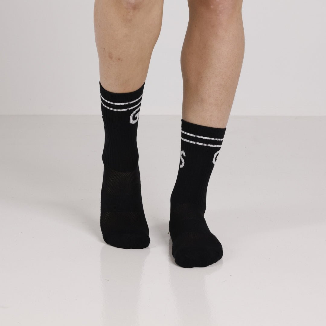 Svarte gripsokker med hvit logo - gripsocks.no